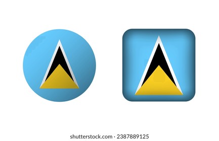 Flat Square and Circle Saint Lucia Flag Icons