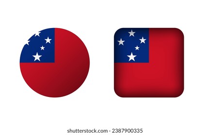 Flach Square und Circle Samoa National Flag Symbole