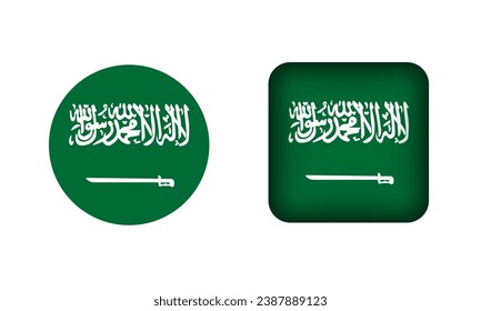 Flat Square and Circle Saudi Arabia Flag Icons