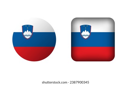 Iconos de bandera nacional de Eslovenia en la plaza plana y el círculo