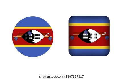 Flat Square and Circle Swaziland Flag Icons