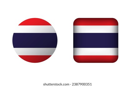 Plaza plana y Circle Iconos de bandera nacional de Tailandia