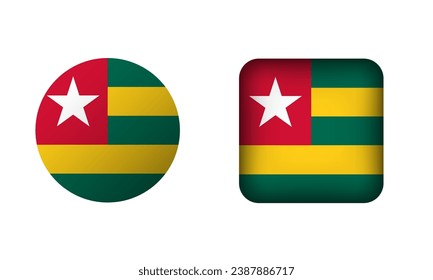 Flat Square and Circle Togo Flag Icons