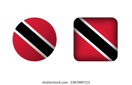 Flat Square and Circle Trinidad and Tobago Flag Icons