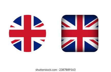 Flat Square and Circle United Kingdom Flag Icons