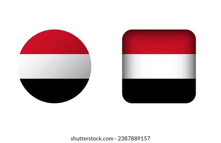 Flat Square and Circle Yemen Flag Icons