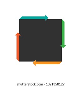 flat square with four arrows for infographic. Template for cycle diagram, graph, presentation and round chart. Business concept with 4 options, parts, steps or processes. Data visualization.