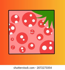 flat square fruit strawberry red pink white