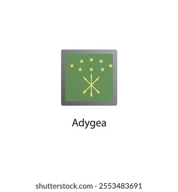 Flat square icon of Adygea flag. Simple vector illustration.