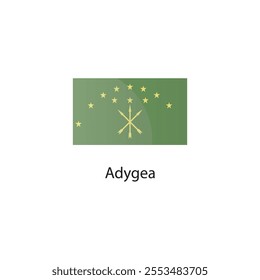 Flat square icon of Adygea flag. Simple vector illustration.