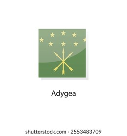 Flat square icon of Adygea flag. Simple vector illustration.