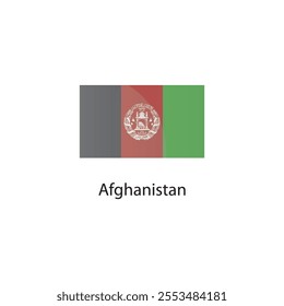 Flat square icon of Afghanistan flag. Simple vector illustration.