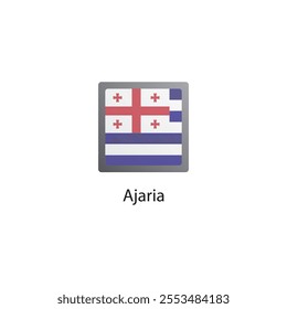Flat square icon of Ajaria flag. Simple vector illustration.