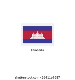 Flat square icon of Cambodia flag. Simple vector illustration.