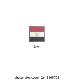 Flat square icon of Egypt flag. Simple vector illustration.