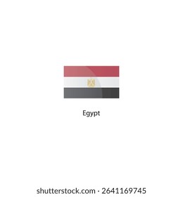 Flat square icon of Egypt flag. Simple vector illustration.