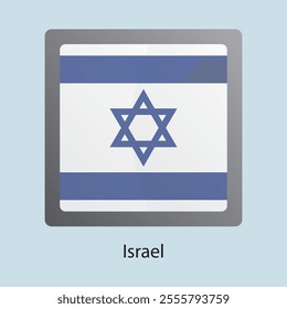 Flat square icon of Israel flag. Simple vector illustration.