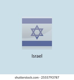 Flat square icon of Israel flag. Simple vector illustration.
