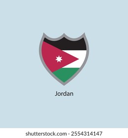 Flat square icon of Jordan flag. Simple vector illustration.