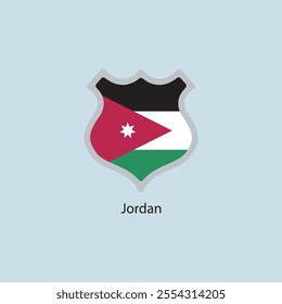 Flat square icon of Jordan flag. Simple vector illustration.