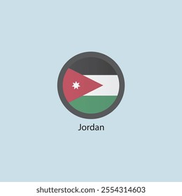 Flat square icon of Jordan flag. Simple vector illustration.