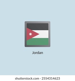 Flat square icon of Jordan flag. Simple vector illustration.