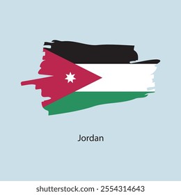 Flat square icon of Jordan flag. Simple vector illustration.