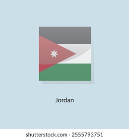 Flat square icon of Jordan flag. Simple vector illustration.