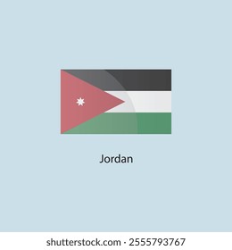 Flat square icon of Jordan flag. Simple vector illustration.