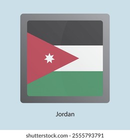 Flat square icon of Jordan flag. Simple vector illustration.