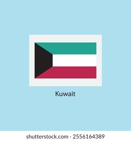 Flat square icon of Kuwait flag. Simple vector illustration.