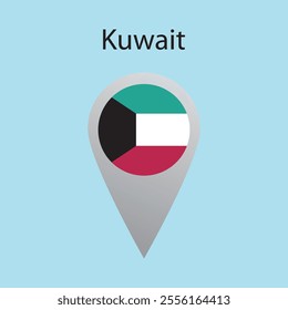 Flat square icon of Kuwait flag. Simple vector illustration.