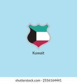 Flat square icon of Kuwait flag. Simple vector illustration.