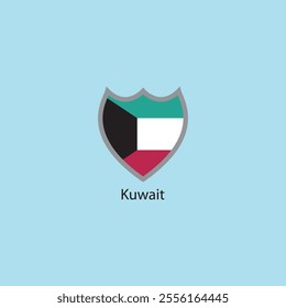 Flat square icon of Kuwait flag. Simple vector illustration.