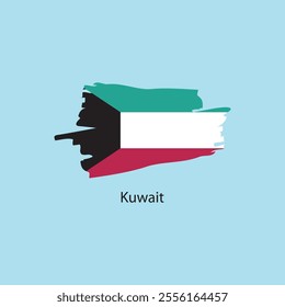 Flat square icon of Kuwait flag. Simple vector illustration.