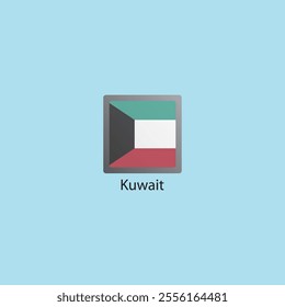 Flat square icon of Kuwait flag. Simple vector illustration.