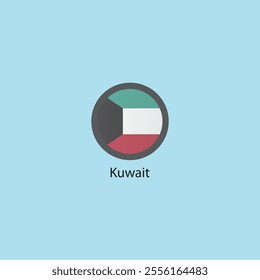 Flat square icon of Kuwait flag. Simple vector illustration.