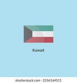 Flat square icon of Kuwait flag. Simple vector illustration.