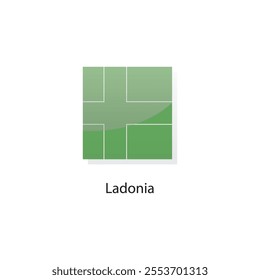 Flat square icon of Ladonia flag. Simple vector illustration.