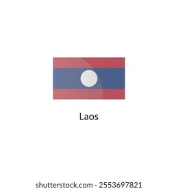 Flat square icon of Laos flag. Simple vector illustration.