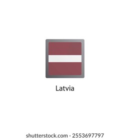 Flat square icon of Latvia flag. Simple vector illustration.
