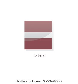 Flat square icon of Latvia flag. Simple vector illustration.