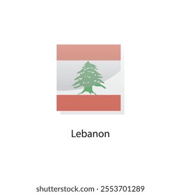 Flat square icon of Lebanon flag. Simple vector illustration.