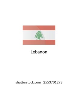 Flat square icon of Lebanon flag. Simple vector illustration.