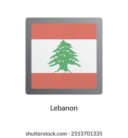 Flat square icon of Lebanon flag. Simple vector illustration.