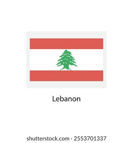 Flat square icon of Lebanon flag. Simple vector illustration.