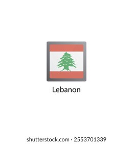 Flat square icon of Lebanon flag. Simple vector illustration.