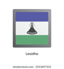 Flat square icon of Lesotho flag. Simple vector illustration.