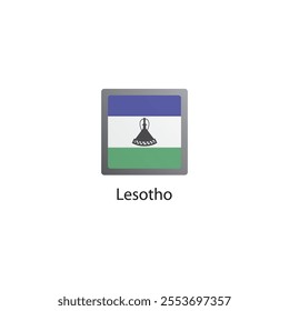 Flat square icon of Lesotho flag. Simple vector illustration.