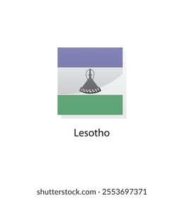Flat square icon of Lesotho flag. Simple vector illustration.